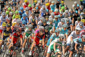 BARCELONA - MARCH, 24: Pack of the cyclists ride during the Tour