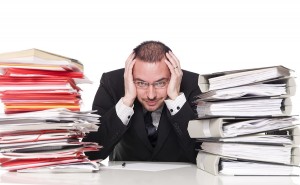 Man with to much work