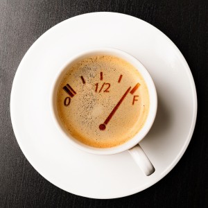 coffee refill. cup of fresh espresso, view from above