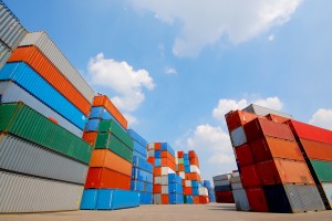 freight containers at the docks ready for shipping