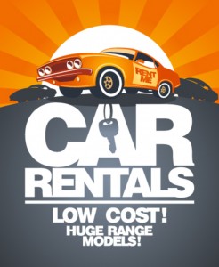 Car rentals design template with retro car.