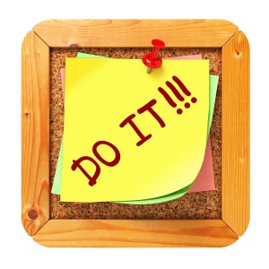 Do It. Yellow Sticker on Bulletin.