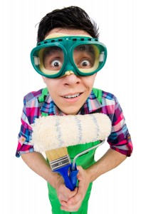 Funny painter isolated on white